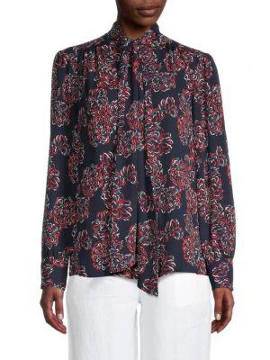 商品Tommy Hilfiger|Floral Tie-Neck Blouse,价格¥225,第1张图片