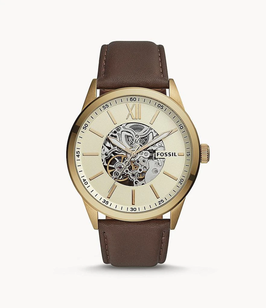 商品Fossil|Men's Flynn Automatic, Gold-Tone Stainless Steel Watch,价格¥683,第1张图片