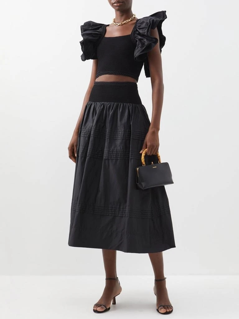 商品Aje|Rosalie knitted-waist pleated cotton midi skirt,价格¥1948,第2张图片详细描述