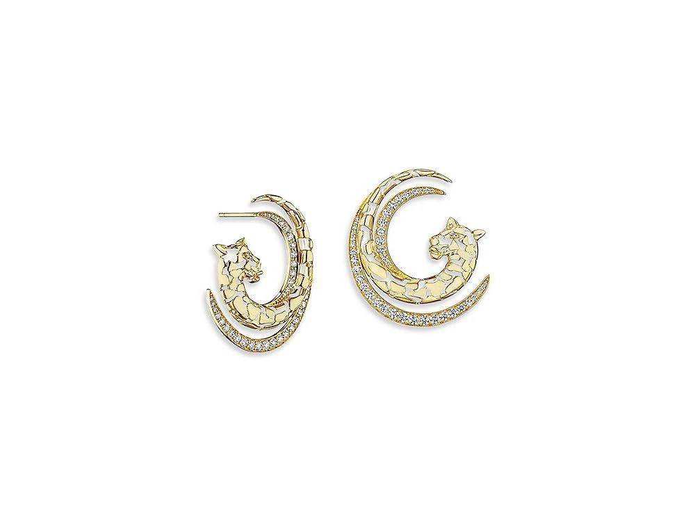 商品HUEB|18K Yellow Gold Onsa Diamond Big Cat Spiral Hoop Earrings,价格¥50745,第1张图片详细描述