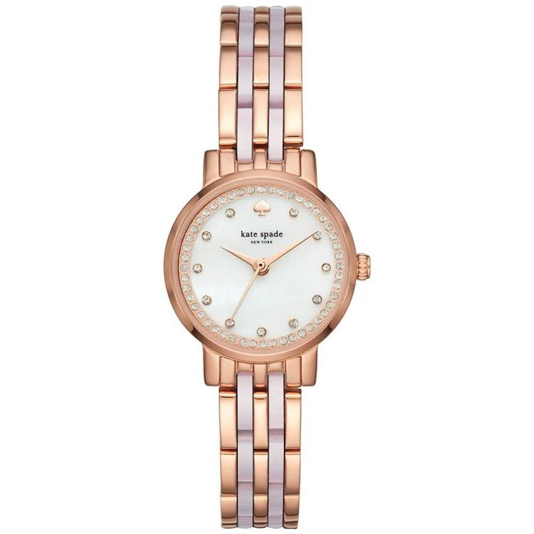 商品Kate Spade|Women's Mini Monterey Rose Gold-Tone Stainless Steel and Blush Pink Acetate Bracelet Watch 24mm KSW1265,价格¥1242,第1张图片