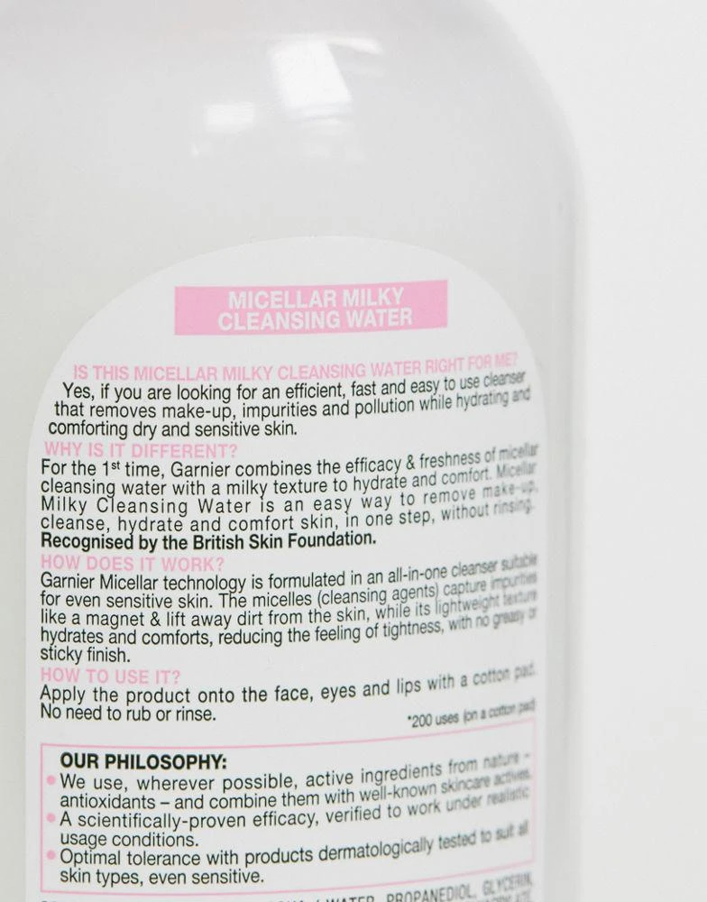 商品Garnier|Garnier Micellar Cleansing Milky Water Dry Skin 400ml,价格¥52,第4张图片详细描述