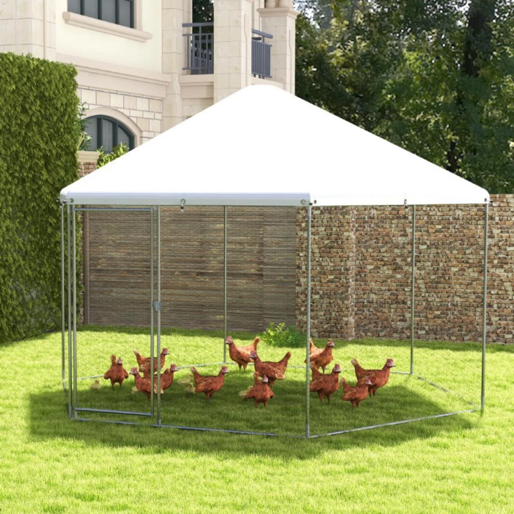 商品Hivvago|13FT Large Metal Hexagonal Chicken Coop with Wire Mesh and Lockable Door,价格¥2093,第2张图片详细描述