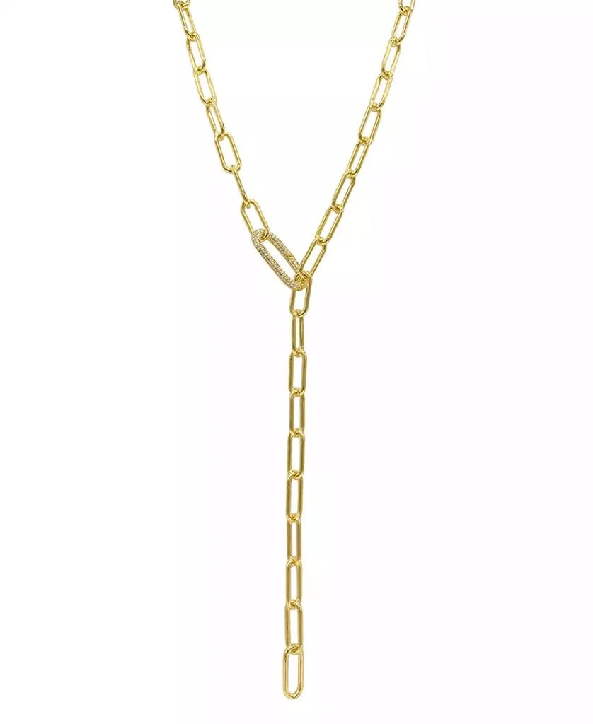 商品ADORNIA|Women's 14K Gold-Tone Plated Y-Shaped Lariat Crystal Lock Necklace,价格¥165,第3张图片详细描述