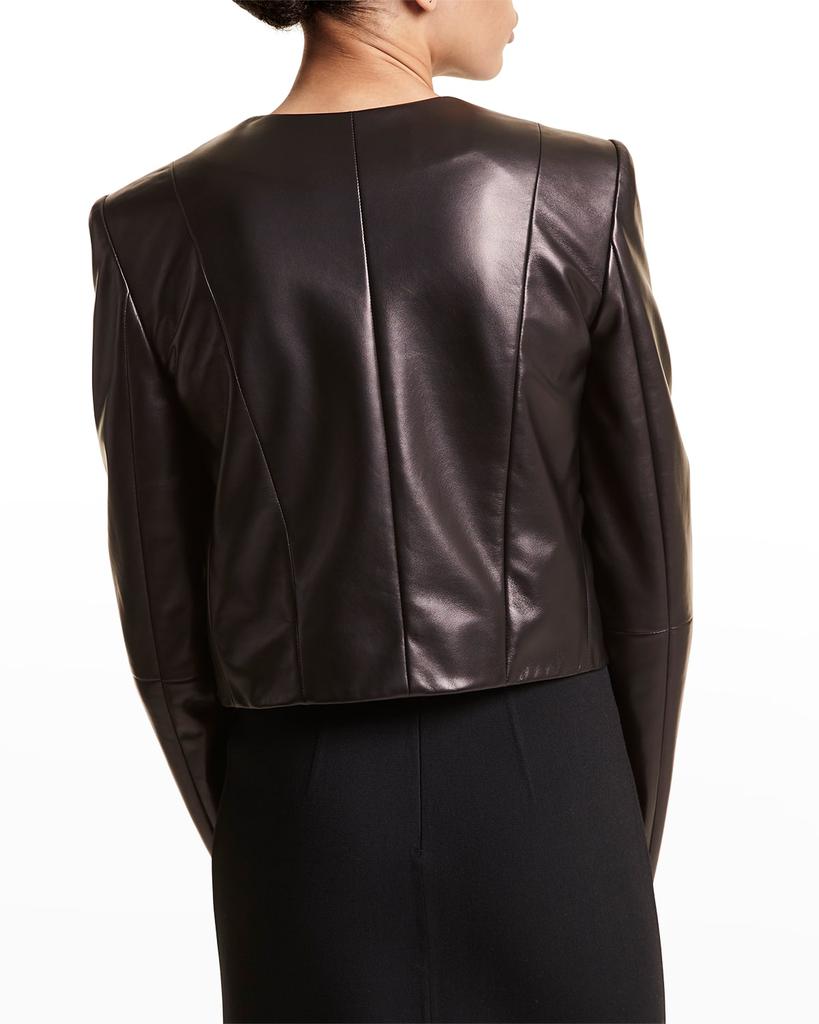 Collarless Leather Crop Bolero Jacket商品第3张图片规格展示
