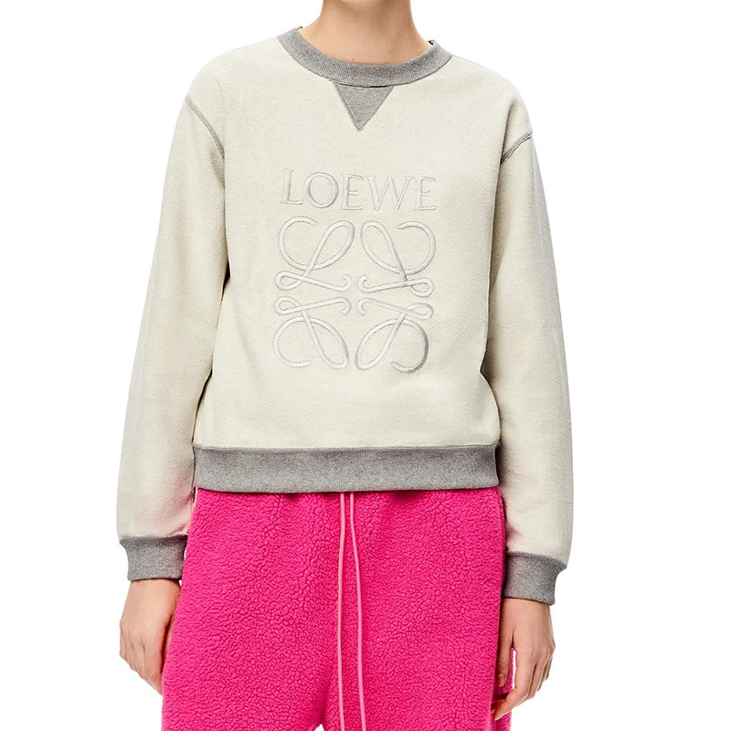 商品Loewe|【预售3-7天】LOEWE/罗意威  女士灰色纯棉Anagram Logo运动衫卫衣S359341X95-1440,价格¥5133,第1张图片