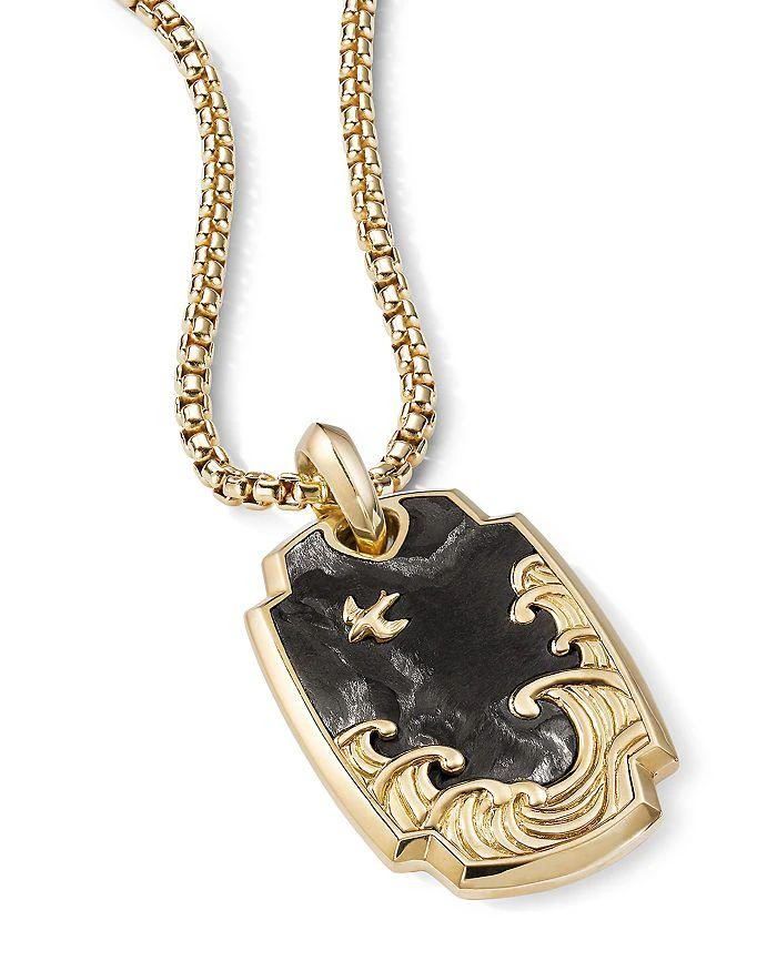 商品David Yurman|18K Yellow Gold Waves Pendant with Forged Carbon,价格¥20895,第2张图片详细描述