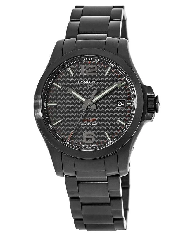 商品Longines|Longines Conquest Black PVD Black Carbon Fiber Dial Men's Watch L3.716.2.66.6,价格¥6687,第1张图片