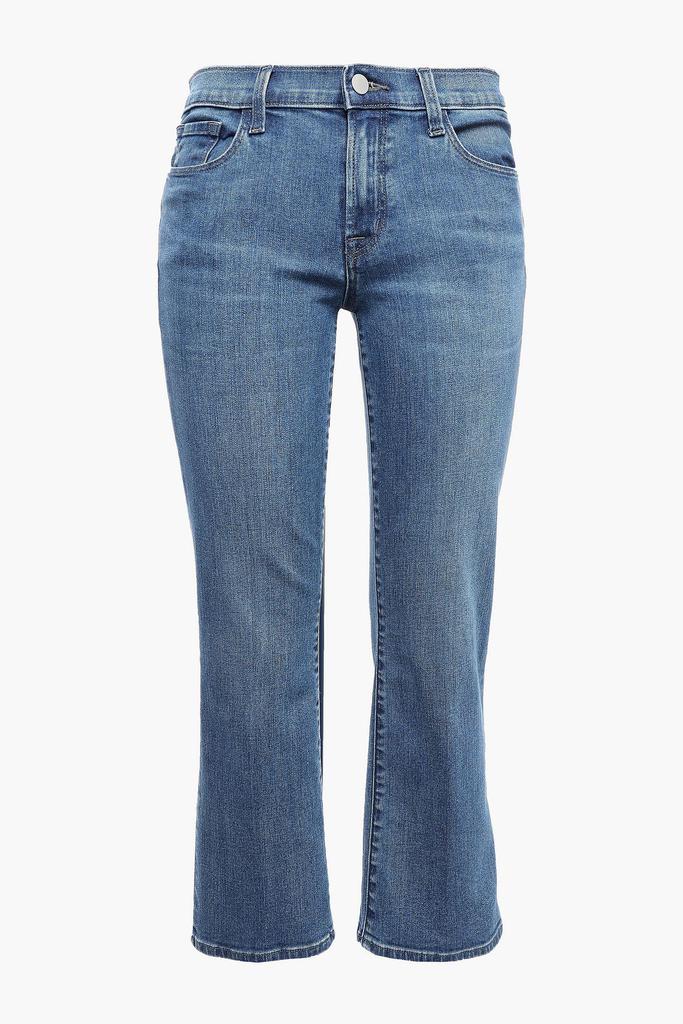 Selena frayed faded mid-rise kick-flare jeans商品第1张图片规格展示