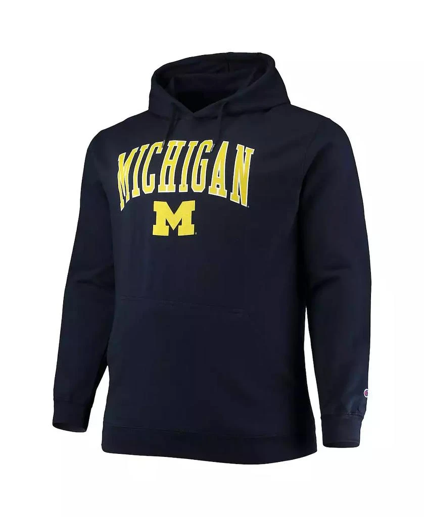 商品CHAMPION|Men's Navy Michigan Wolverines Big and Tall Arch Over Logo Powerblend Pullover Hoodie,价格¥371,第3张图片详细描述