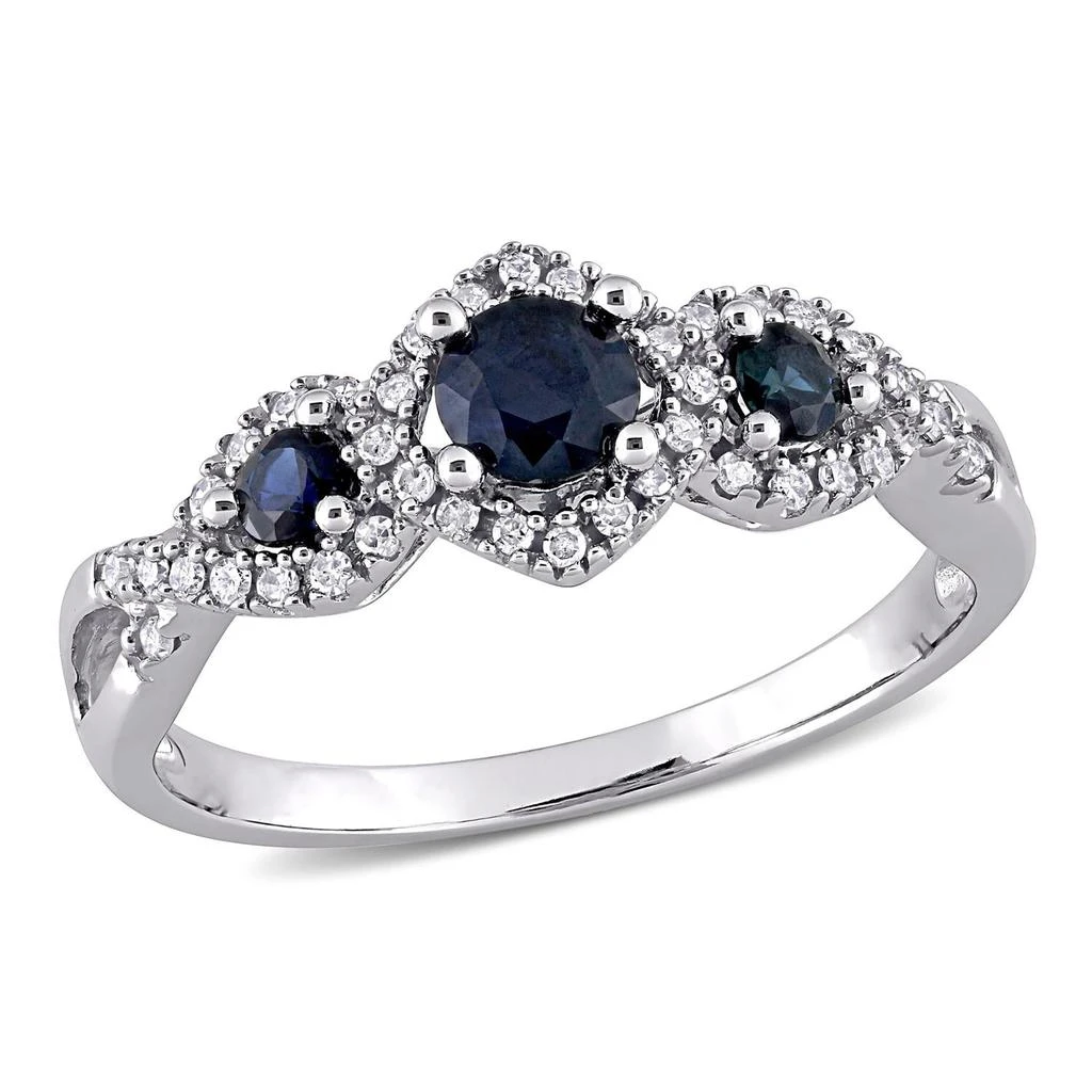 商品Delmar|10k White Gold Sapphire and Diamond Ring,价格¥3769,第1张图片