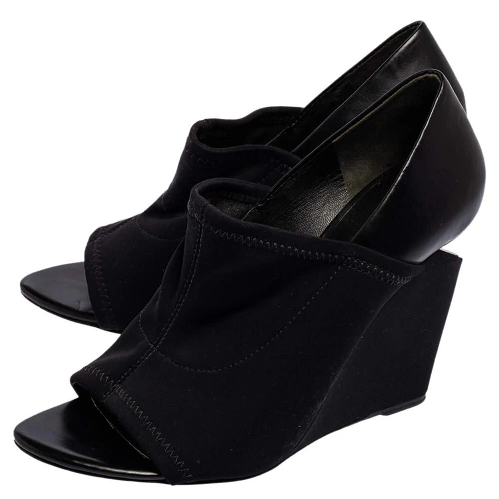 商品[二手商品] Alexander Wang|Alexander Wang Black Leather And Stretch Fabric Alla Wedge Pumps Size 38,价格¥807,第4张图片详细描述