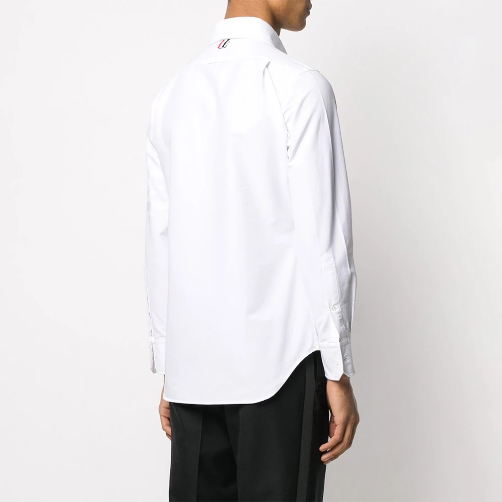 THOM BROWNE 男士白色牛津纺配罗缎开襟长袖衬衫 MWL001A-06496-100 商品