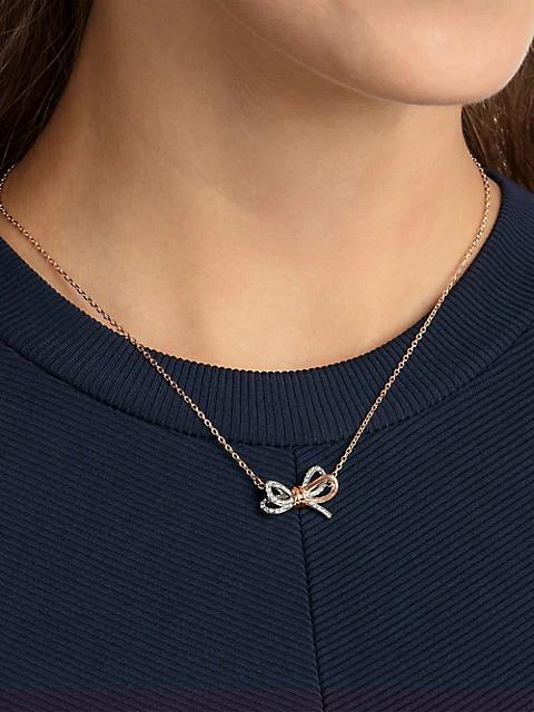商品Swarovski|Lifelong Two-Tone Swarovski Crystal Bow Pendant Necklace,价格¥851,第5张图片详细描述