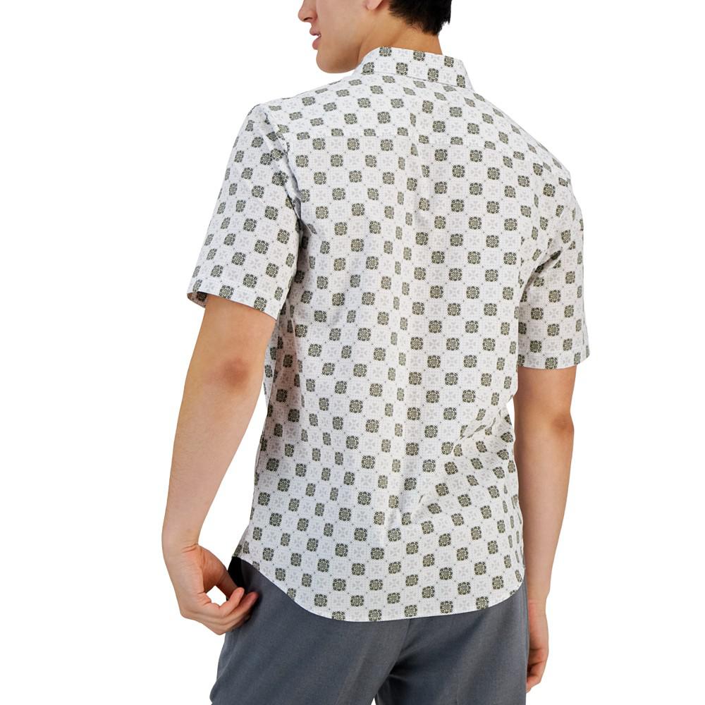 Men's Abello Medallion Print Button-Front Short-Sleeve Shirt, Created for Macy's商品第2张图片规格展示