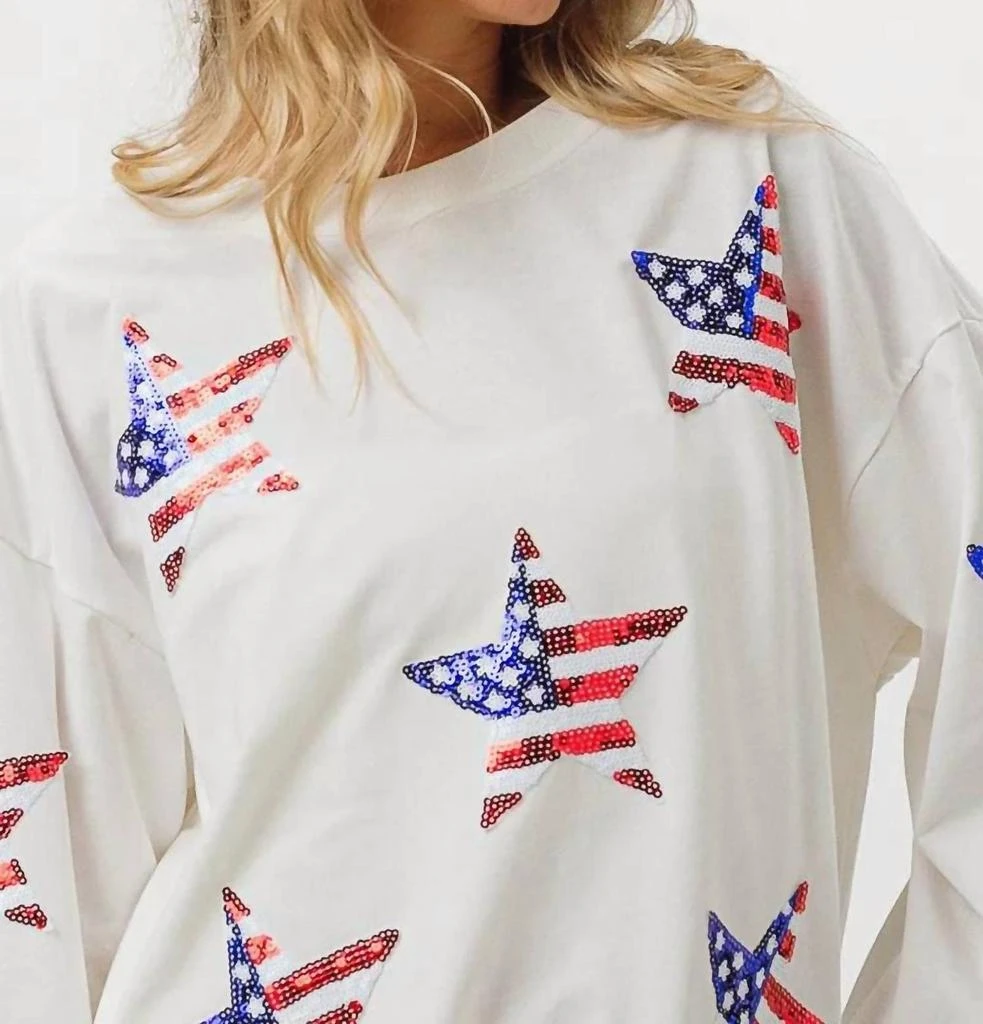 Trendsi - BiBi American Flag Sequin Star Sweatshirt 商品