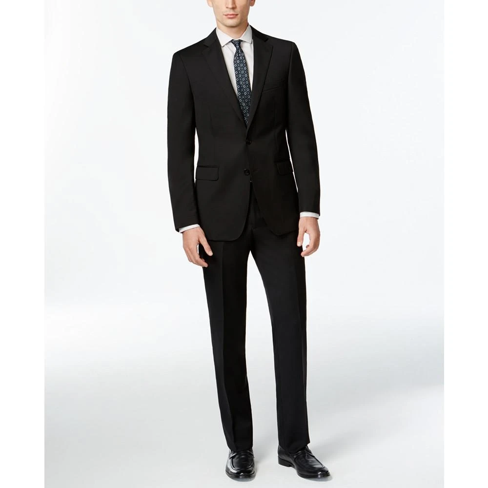 商品Calvin Klein|Solid Wool Black Slim X Fit Suit,价格¥1127,第1张图片