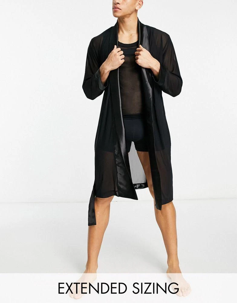 商品ASOS|ASOS DESIGN co-ord robe in black mesh,价格¥176,第1张图片