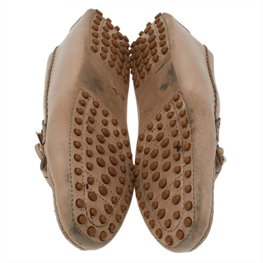 Tod's Beige Leather Fringe Slip on Loafers Size 36.5 商品