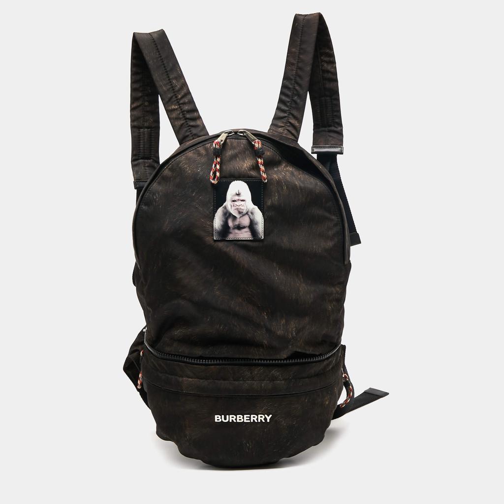 Burberry Brown/Black Ape Print Nylon Convertible Backpack商品第1张图片规格展示