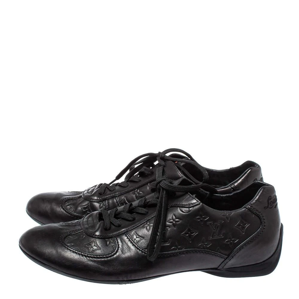 商品[二手商品] Louis Vuitton|Louis Vuitton Black Monogram Embossed Leather Lace Up Sneakers Size 42,价格¥3033,第4张图片详细描述