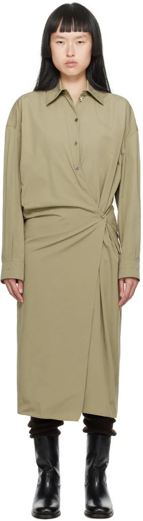 商品Lemaire|Khaki Twisted Midi Dress,价格¥2705,第1张图片