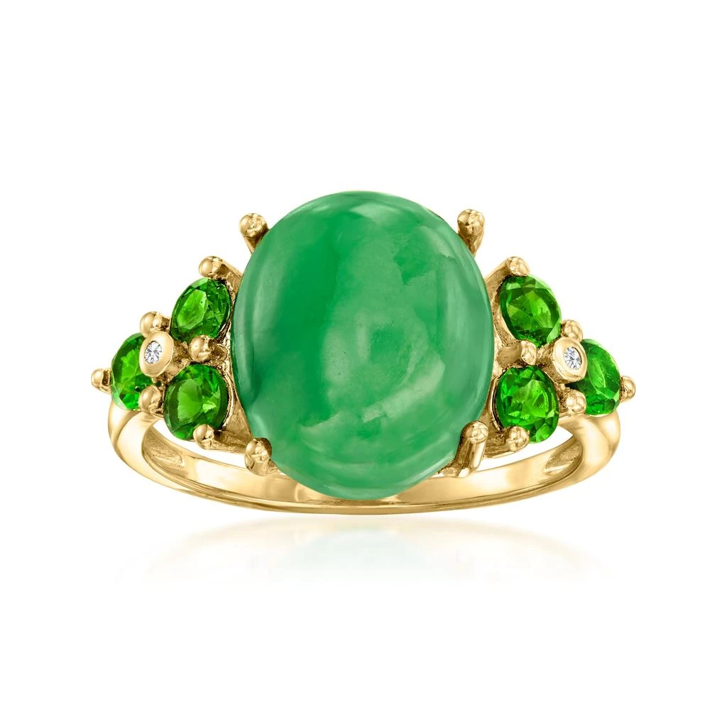 商品Ross-Simons|Jade and Chrome Diopside Ring With White Zircon Accents in 18kt Yellow Gold Over Sterling Silver,价格¥787,第1张图片