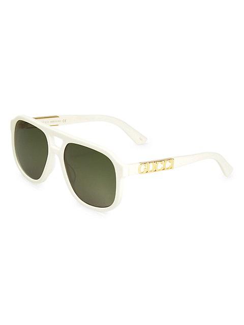 Gucci Sign 58MM Pilot Sunglasses商品第2张图片规格展示