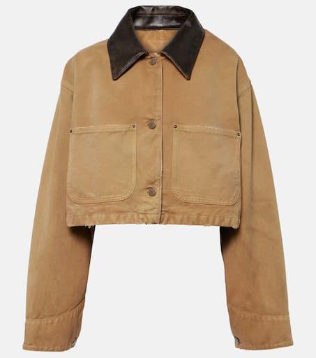 【プラダ・PRADA】Cropped cloth and leather jacket Prada Cropped Cloth And Leather Jacket | Saks Fifth Avenue