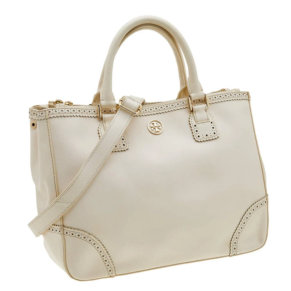 商品[二手商品] Tory Burch|Tory Burch Off White Leather Large Robinson Double Zip Tote,价格¥1363,第3张图片详细描述