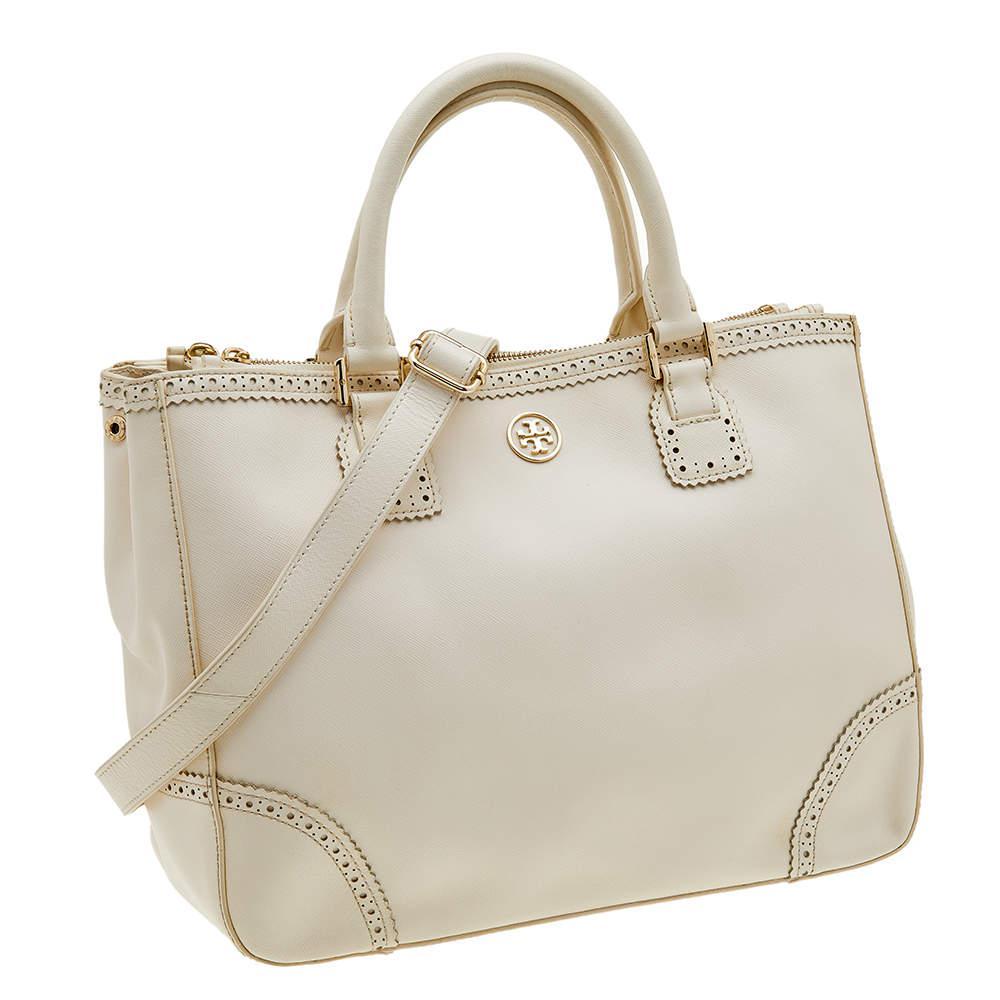 商品[二手商品] Tory Burch|Tory Burch Off White Leather Large Robinson Double Zip Tote,价格¥2433,第5张图片详细描述