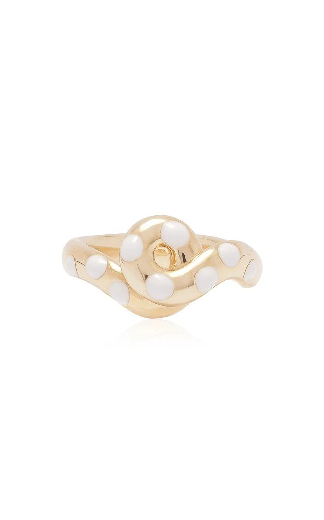 商品Bea Bongiasca|Bea Bongiasca - 9k Yellow Gold Chunky Wave Polka Dots Ring in White - White - US 7.5 - Moda Operandi - Gifts For Her,价格¥13480,第1张图片