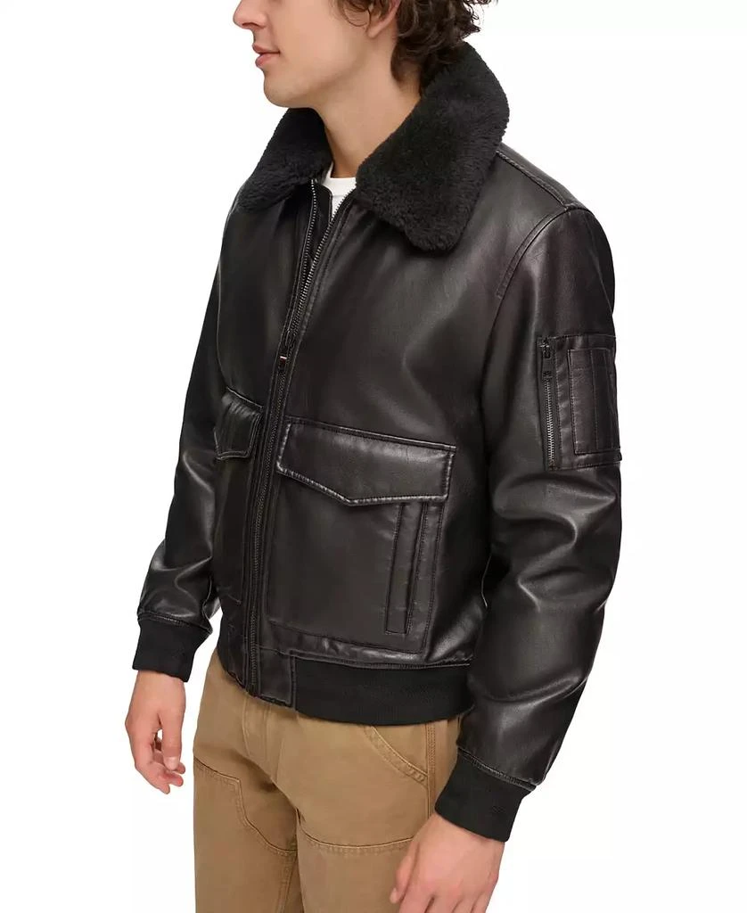 商品Tommy Hilfiger|Men's Faux-Fur-Trim Faux-Leather Bomber Jacket,价格¥748,第5张图片详细描述