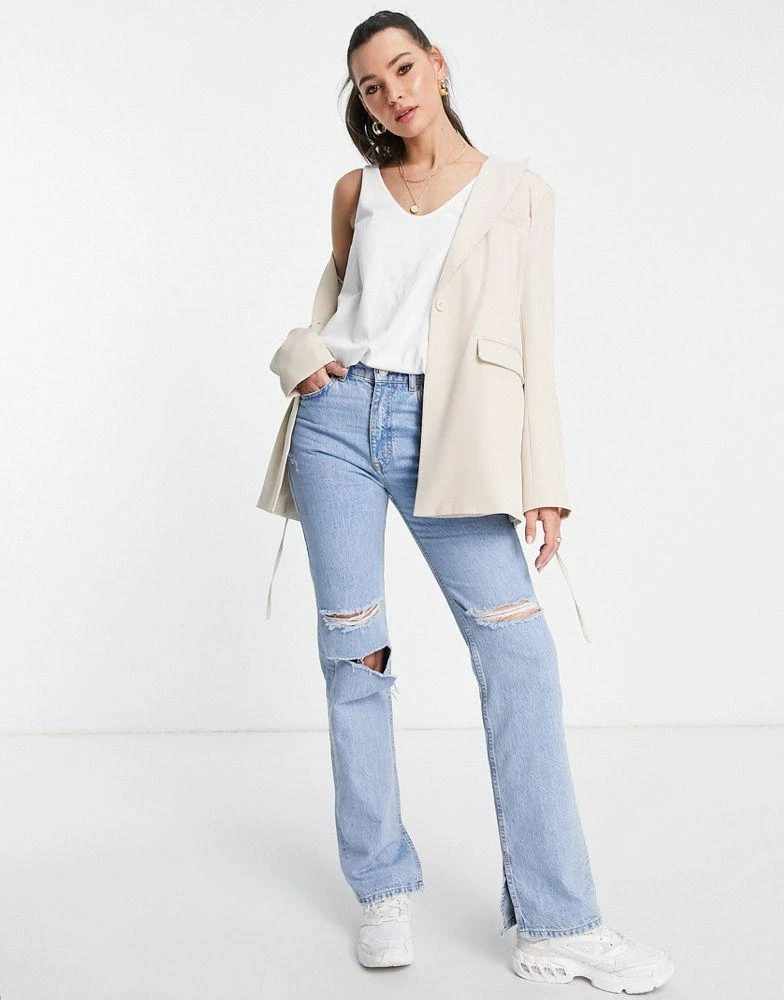 商品Echo Design|ASOS DESIGN Tall ultimate vest with scoop neck in cotton in white - WHITE,价格¥47,第4张图片详细描述