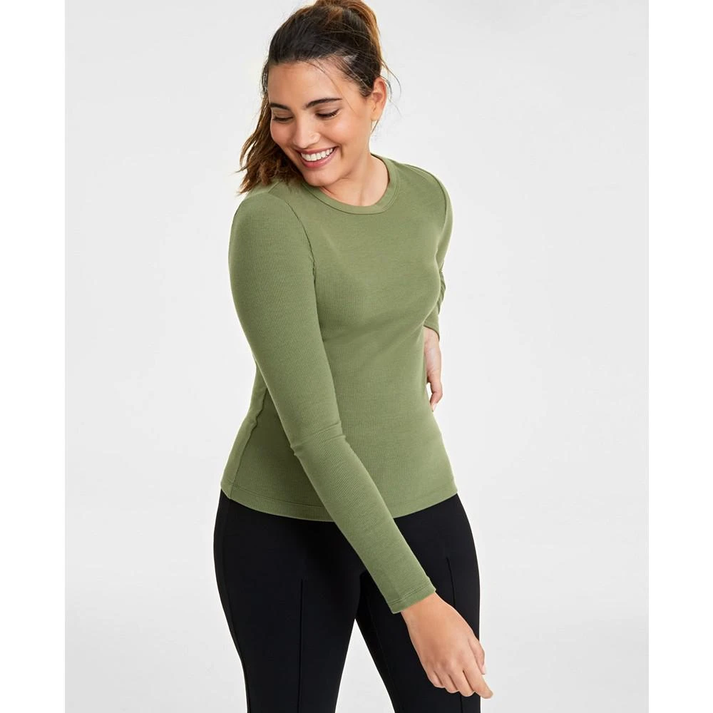 商品On 34th|Women's Ribbed Long-Sleeve Crewneck Top, Created for Macy's,价格¥88,第1张图片