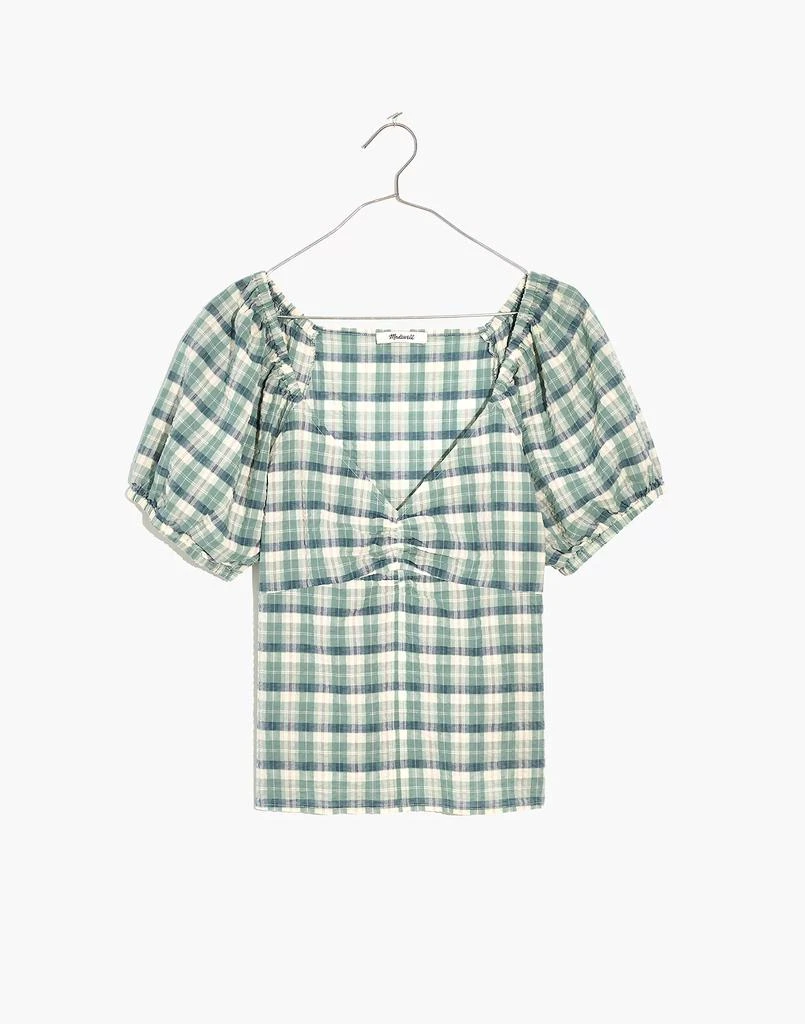 商品Madewell|Plaid Puff-Sleeve Ruched Bodice Top,价格¥159,第4张图片详细描述