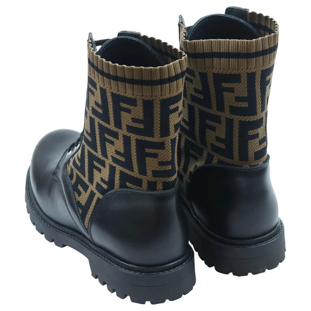 商品Fendi|Black & Brown FF Logo Boots,价格¥6381,第3张图片详细描述