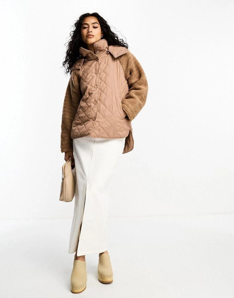 商品In Wear|InWear Citoria padded and borg hooded jacket in camel,价格¥552,第4张图片详细描述