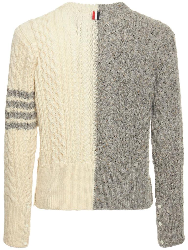 商品Thom Browne|Aaran Cable Knit Sweater W/ 4 Bar,价格¥5525,第6张图片详细描述