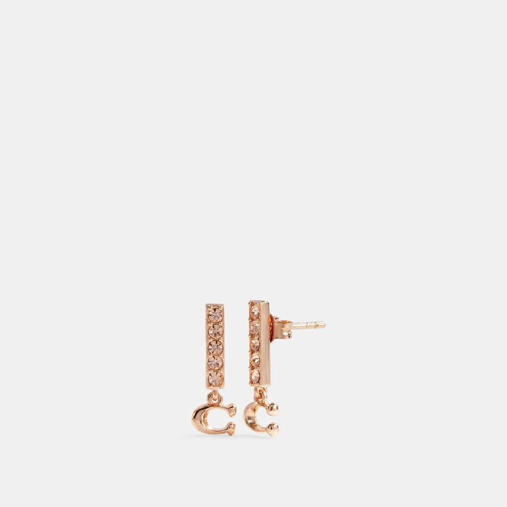 商品Coach|Coach Outlet Signature Pave Bar Stud Earrings,价格¥179,第1张图片