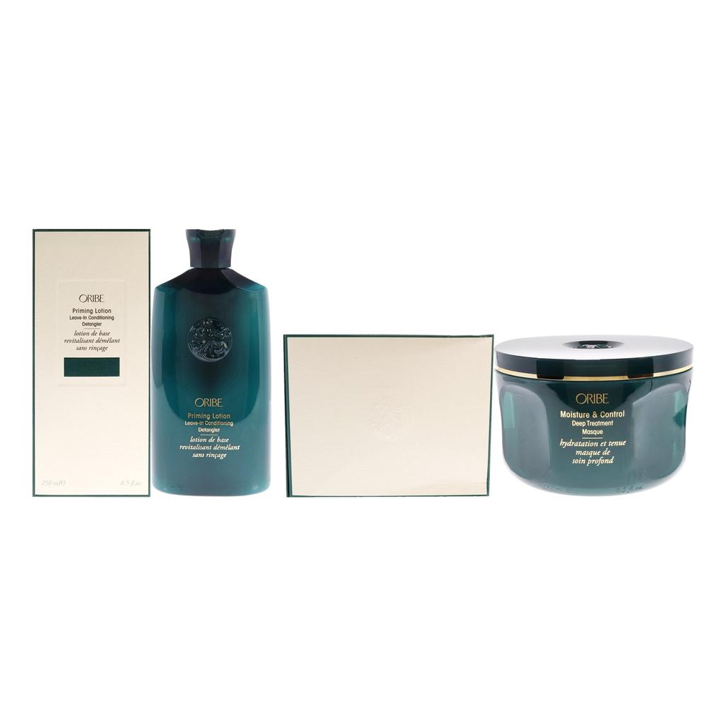 Moisture and Control Deep Treatment Masque and Priming Lotion Leave-In Conditioning Detangler Kit by Oribe for Unisex - 2 Pc Kit 8.5oz Masque, 8.5oz Detangler商品第1张图片规格展示