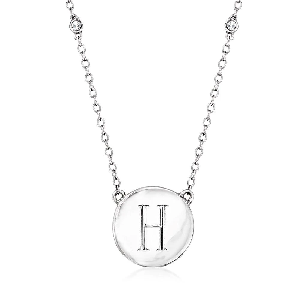 商品RS Pure|RS Pure by Ross-Simons Sterling Silver Personalized Disc and Diamond Station Necklace,价格¥792,第1张图片