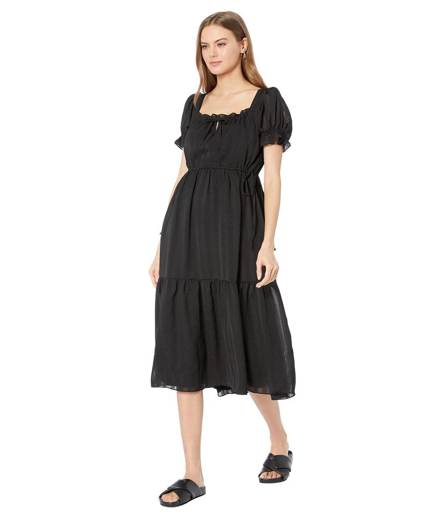 商品Madewell|Square-Neck Tiered Midi Dress in Textured Seersucker,价格¥477,第1张图片