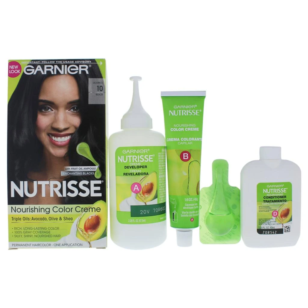 商品Garnier|Nutrisse Nourishing Color Creme #10 Black by Garnier for Unisex - 1 Application Hair Color,价格¥124,第3张图片详细描述