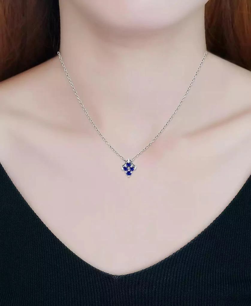 商品Giani Bernini|Imitation Blue Sapphire Cluster Pendant Necklace, 16" + 2" extender, Created for Macy's,价格¥94,第2张图片详细描述