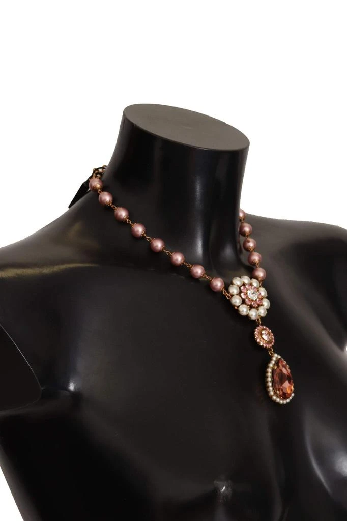 商品Dolce & Gabbana|Dolce & Gabbana Gold Tone Brass Pink Beaded Pearls Crystal Pendant Necklace,价格¥3961,第2张图片详细描述