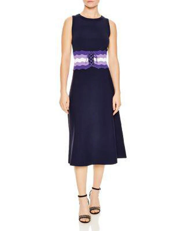商品Sandro|Kimiko Corset-Detail Midi Dress,价格¥1171,第1张图片