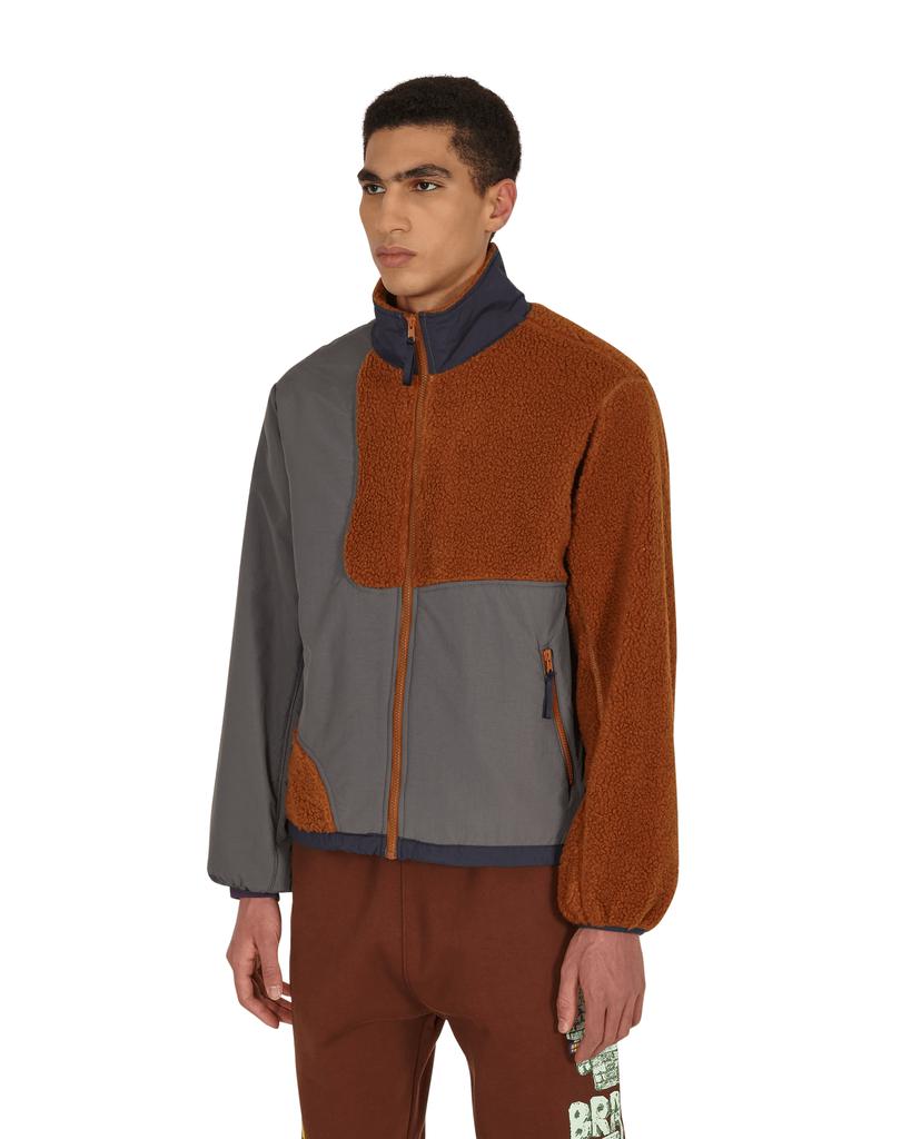 Paneled Sherpa Full Zip Jacket Brown商品第3张图片规格展示