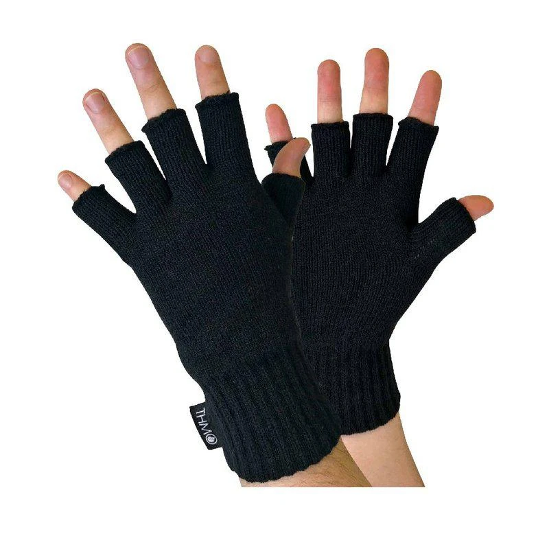 商品THMO|Mens Black 3M Thinsulate Insulation Lined Fingerless Gloves,价格¥151,第1张图片