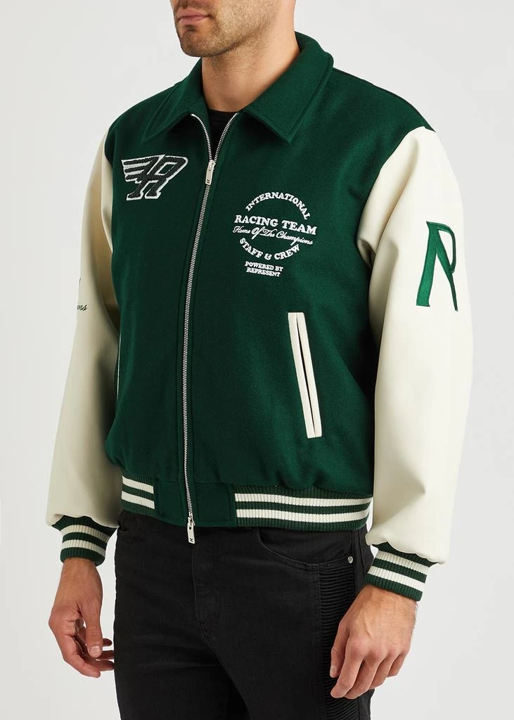 商品Represent|Wool-blend and faux leather varsity jacket,价格¥2461,第2张图片详细描述